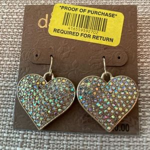 Aurora Borealis crystal heart shaped earrings. Never worn.